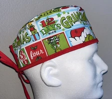Dr Seuss 12 Days of Grinchmas Grinch Scrub Hat Chemo Cap