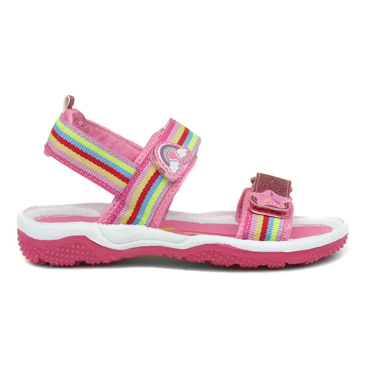 Walkright Kids Sandal Pink Girls Rainbow Supportive Easy Fasten