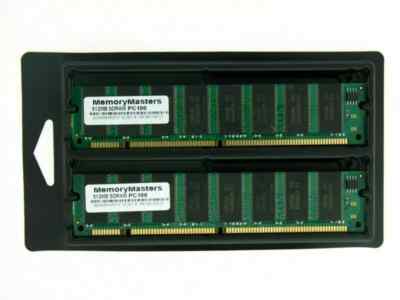 1GB Kit [2x512MB] SDRAM PC100 Non-ECC Unbuffered 168 Pin 3.3V Memory 32X8