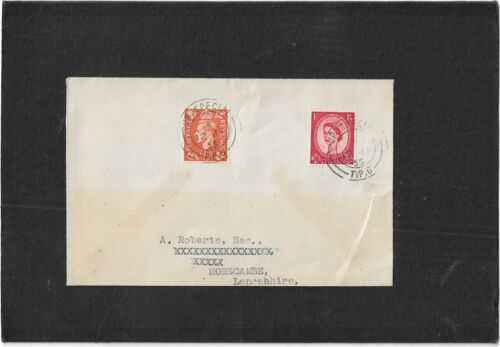 BRITISH KING GEORGE VI & QE2  WILDING 1955 SPECIAL UP T.P.O. ENVELOPE - Picture 1 of 1