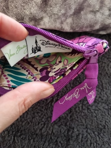 Vera Bradley Disney Purple Mickey Minnie Mouse Zip ID Case Wallet Purse Keychain - Picture 3 of 3