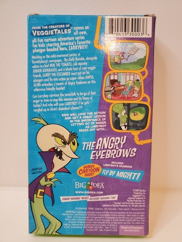 Veggietales Larryboy The Cartoon Adventures The Angry Eyebrows VHS Green Tape - Imagen 2 de 3