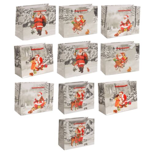 10 Stück Geschenktüten Weihnachten Weihnachtsmann, quer- Medium 18 x 23 x10 cm - Bild 1 von 1