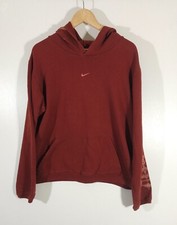 Rare 90s Nike Center Swoosh Hoodie Vintage Sweater Brick Red Size L