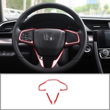 Red Steering Wheel Decorative Frame Trim Decals For Honda Civic 10th 2016-2020