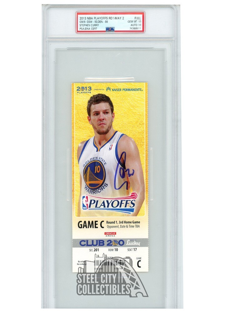 Stephen Curry Autographed Signed 2013 NBA Playoffs Round 1 Game 6 PSA 10 PSA/DNA 10 