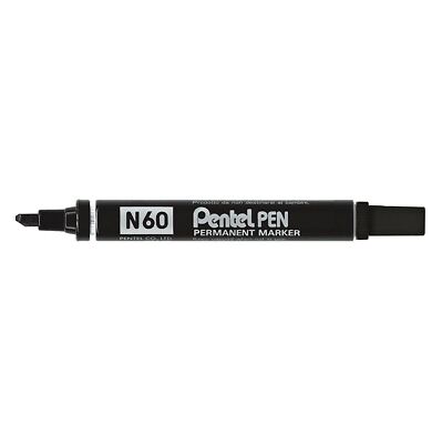 Pentel N60 Schwarz Permanent Marker Stift Schwarze Tinte Keilspitze