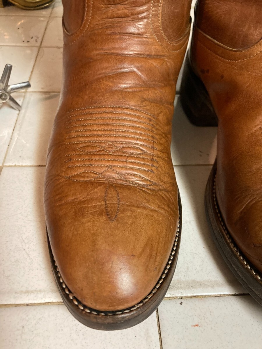 TONY LAMA 2501 DISTRESSED BROWN COGNAC VINTAGE WESTERN COWBOY