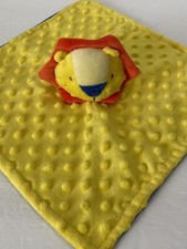 Nursery Rhyme Lion Plush Lovey Yellow Minky Dot Blue Satin