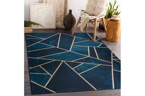 Modern practical washing RUG "ANDRE" anti-slip Mosaic TURQUOISE easy to clean - Picture 2 of 6