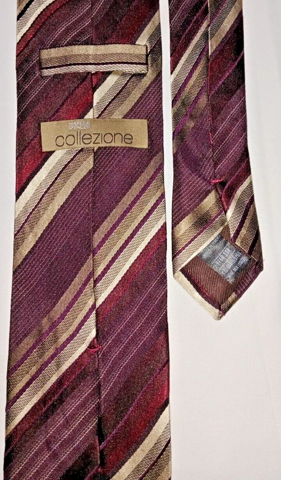 Corbata MARKS & SPENCERS 100 % seda marrón chocolate beige rayas Foto 3 de 4