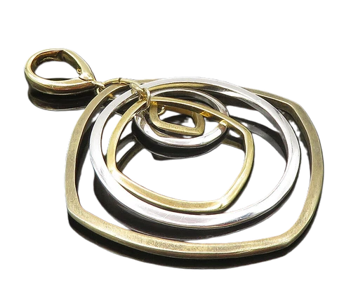 CAROLEE 925 Sterling Silver Vintage Shiny Two Tone Graduated Pendant PT7177