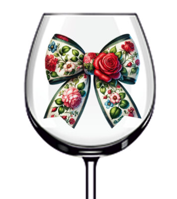 12x Valentinstag Kokette Schleife Rose Blumen Vinyl Aufkleber Abziehbild Weinglas Becher