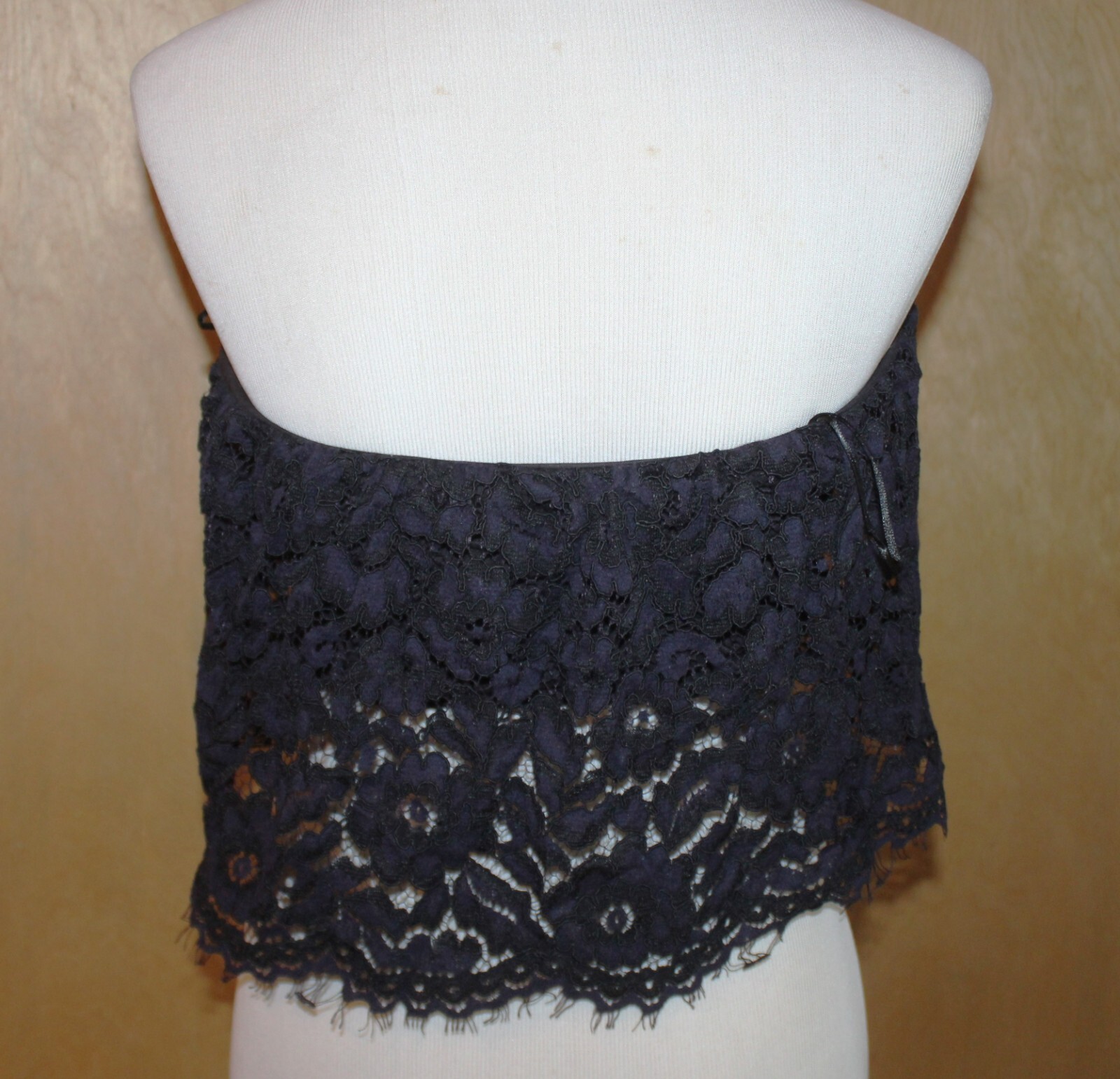ZARA Woman SMALL black lace ruffle tube top strapless… Gem