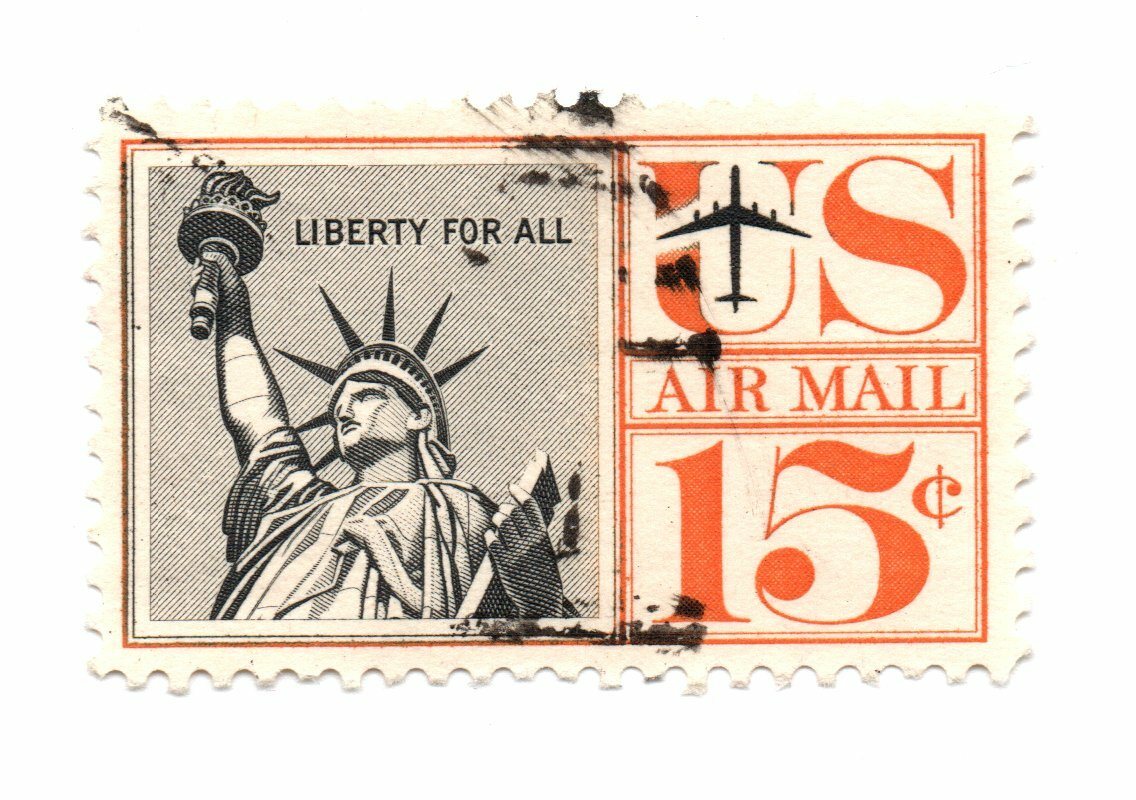 Scott C58 US Air Mail Stamp 1959-61 15c Statue of Liberty Used