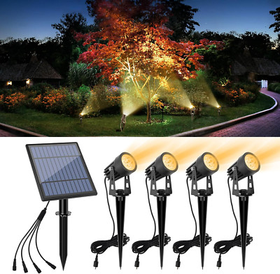 Metal Solar Spot Lights Outdoor with 9.8Ft Cable Solar Powered Landscape Lightin