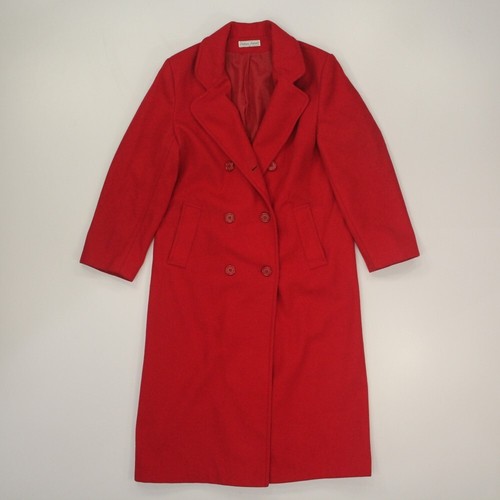 Stephanie Andrews Women's Long Double Breasted Coat Size XL Red Wool? Trench
