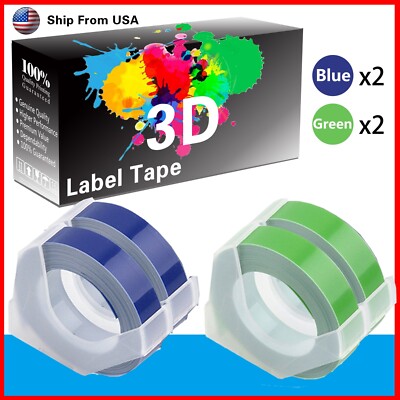 (2Blue+2Green) LabelTape For Dymo S0720020 1540 Dymo 20008CP Label Makers
