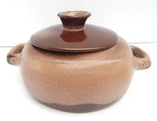 Frankoma 5V Bean Pot or Casserold Brown Satin Finish Handles Covered Baker 