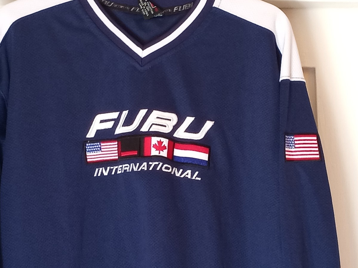 90s Vintage FUBU Hockey Jersey Sz Large Youth International 