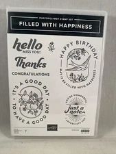 FILLED WITH HAPPINESS Stamp Set Stampin Up Modern Oval Birthday Good Day J24