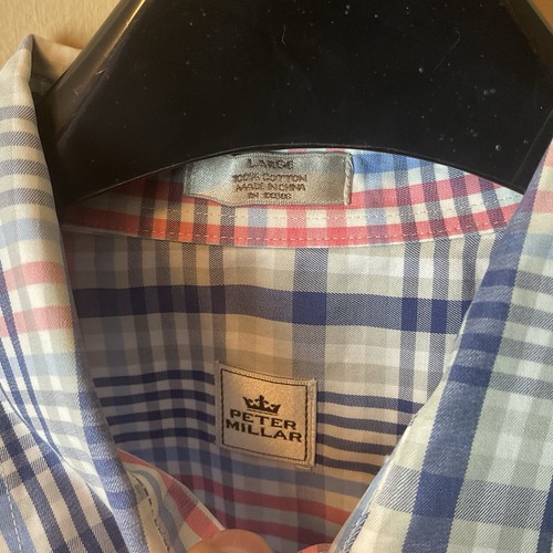 Peter Millar Button Down Shirt Mens L Multi Color Plaid L/S Cotton - Picture 11 of 11