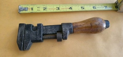 Antique Wood Handle German Pipe/Monkey Wrench.