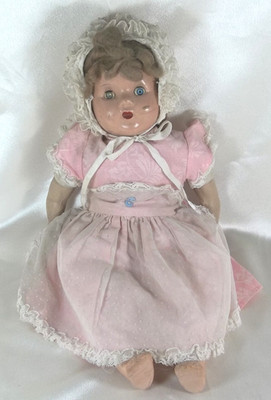 Vintage 1940s Collectible Composition Doll 18'' Mohair Wig Un-marked