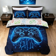 Blue Galaxy Gamer 5-Piece Kids Bedding Set - Comforter  Sheets