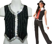 Musicology VEST ONLY Child X-Small Dance Costume Tap Black Silver Stripe New