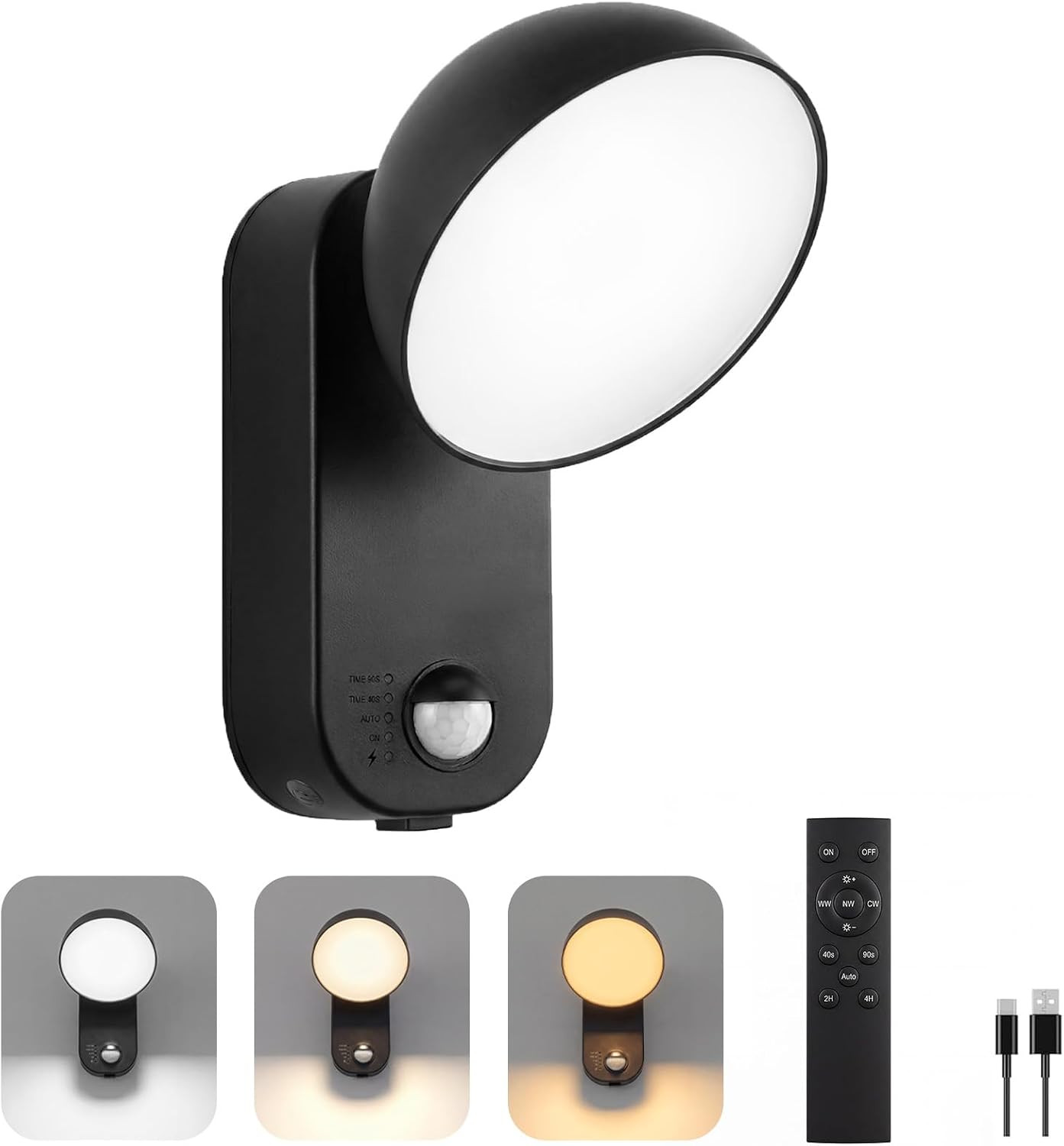 10000Mah Rechargeable Motion Sensor Outdoor Light, 3 Modes & 3 Color Temps, IP65