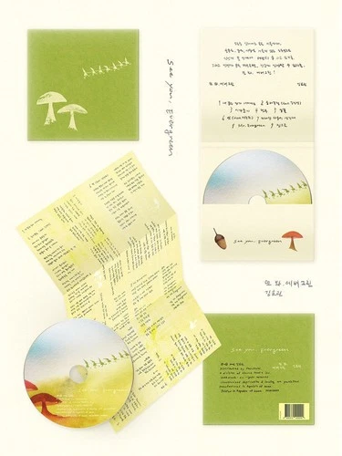 Kim Hyorin 1st Studio Album cover with green forest scene, titled “See You Again, Evergreen” in white text.