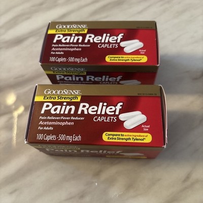 Good Sense  2 boxes Pain Relief Acetaminophen 500mg 100 caplets exp: 12/26