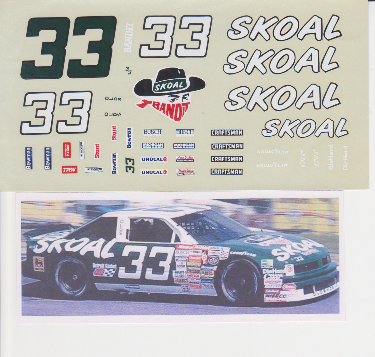 NASCAR 1/24 Vintage Waterslide Decal 1993 Harry Gant #33 Skoal