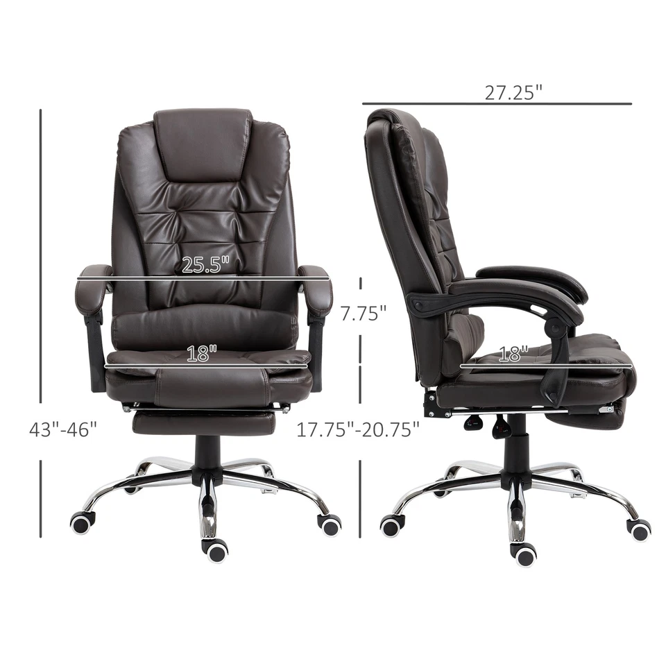 Silla de oficina ejecutiva de cuero con respaldo alto giratoria escritorio tareas computadora ergonómica Foto 3 de 4