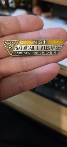 Vintage Mixed Metal Nursing School Graduation Pin or Badge w/ Caduceus Symbol