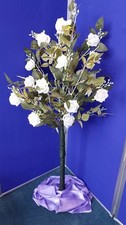 120cm Faux White Rose Tree Centrepiece- Box Of 2 - New