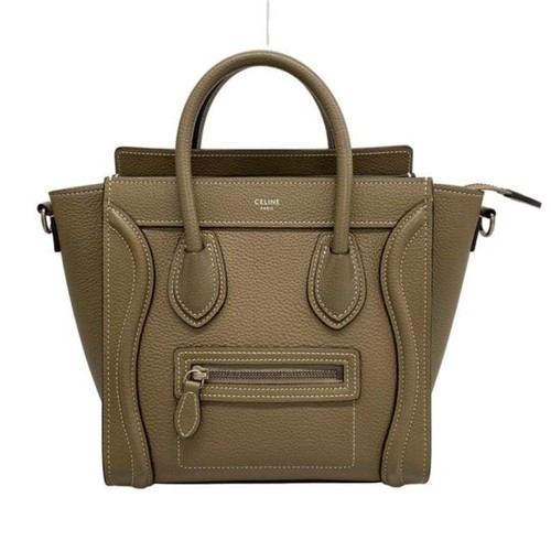 Celine Nano Luggage Handbag Gray Beige Women's Used From Japan