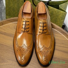 Men's Wing Tip Brogue 100 Real Leather Dress Formal Business Shoes Banquet 2025