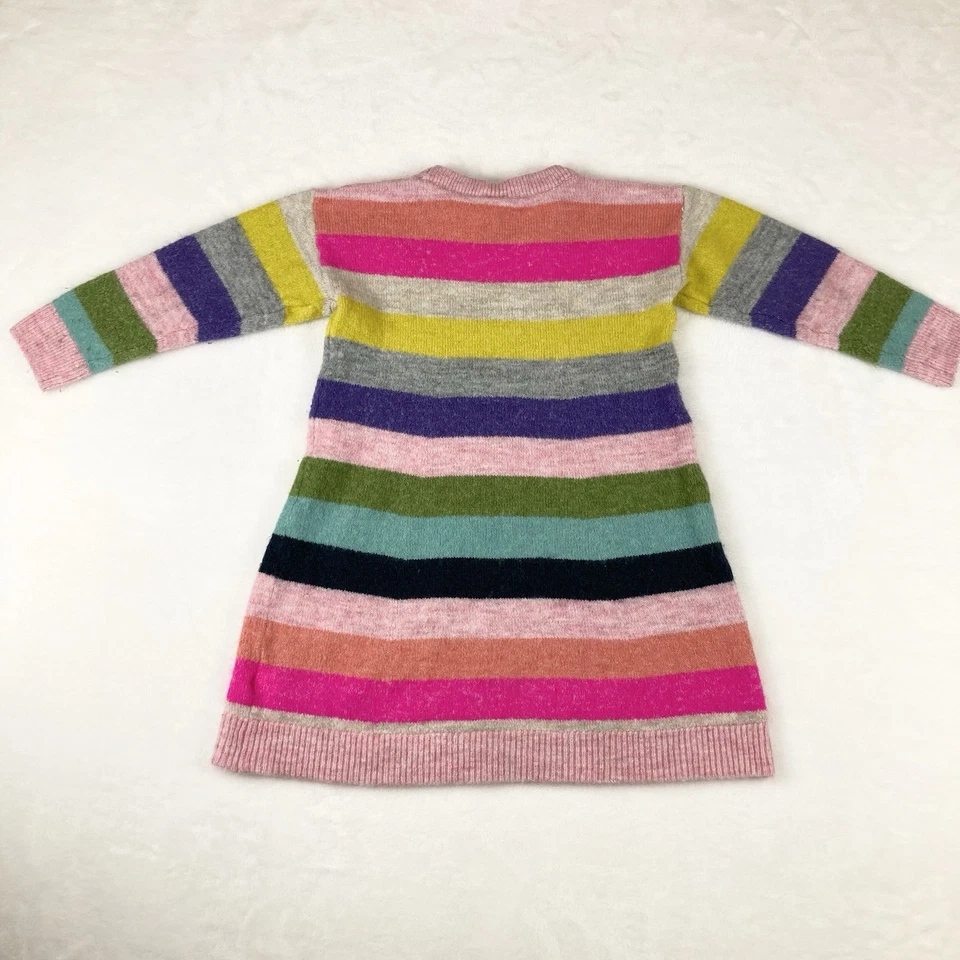 GAP KIDS Vestido Arco Iris Rayas Locas Niñas Talla 3 Años Manga Larga Suéter Cálido Foto 4 de 4