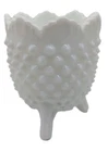 Fenton White Milk Glass Hobnail Egg Shape Footed Vase Vintage