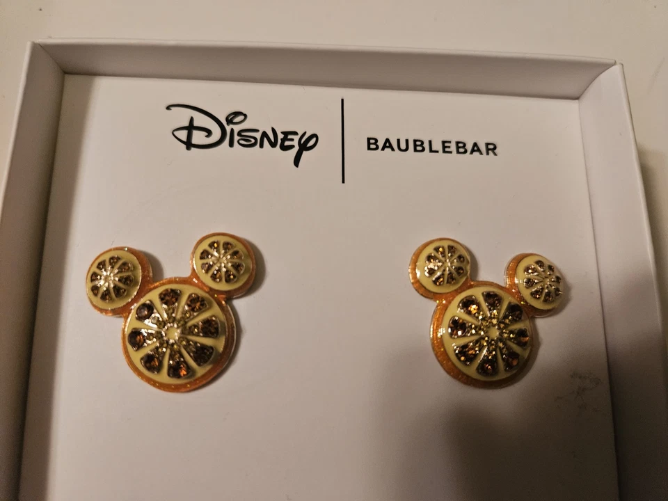 Nuevo en Caja Disney Mickey Mouse Cristal Pavimentado Naranja Rebanada Bouchería Pendientes Nuevo en Caja  Foto 3 de 4