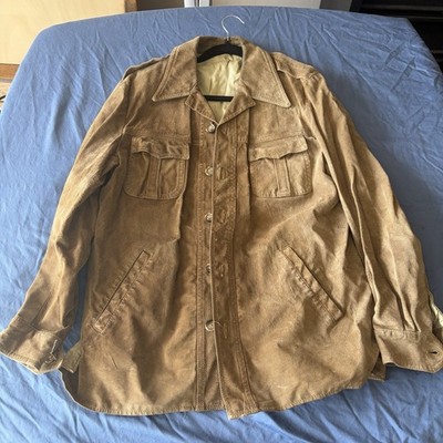 Bert Pulitzer Mens L Brown Jacket Lined Button Front Point Collar 42 Chest