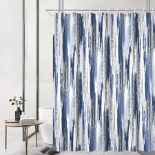 Abstract Ombre Navy Blue Silver Shower Curtain Set Waterproof 72x72 Inch