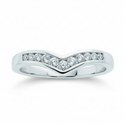0,25 kt 100 % natürlicher Diamant Kanalbesatz Querlenker Ring Weißgold UK punziert
