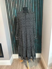 Fenn Wright Manson Black & White Print Dress UK 8 Smart Midi Work Occasion