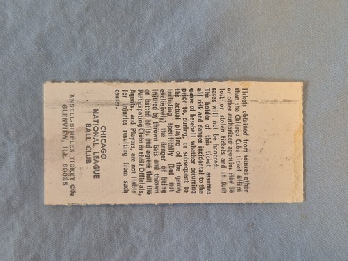 August 8-21-79 1979 Dodgers Chicago Cubs Tickets Stub *Sutton Win *Baker Cey HR - Picture 2 of 2