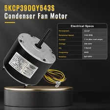 5KCP39DGY543S Condenser Fan Motor Replacement, 1/5HP, 1100RPM