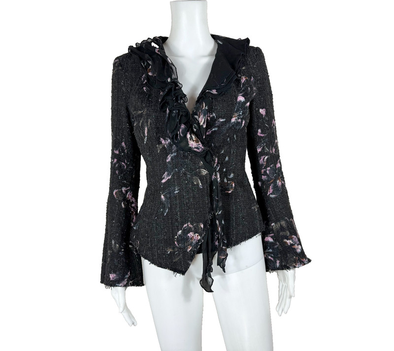 RENATO NUCCI Beautiful Coat Jacket Floral Ruffles Size 36 - NTSF