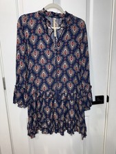 Anthropologie Uncle Frank Dress Ruffle Long Sleeve XS 100%rayon style 33350 USA
